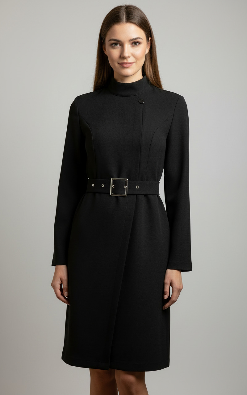 Damen Midikleid Winter Mantelkleid Warm Elegant - BerlinGlamour