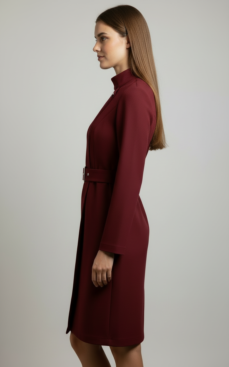 Damen Midikleid Winter Mantelkleid Warm Elegant
