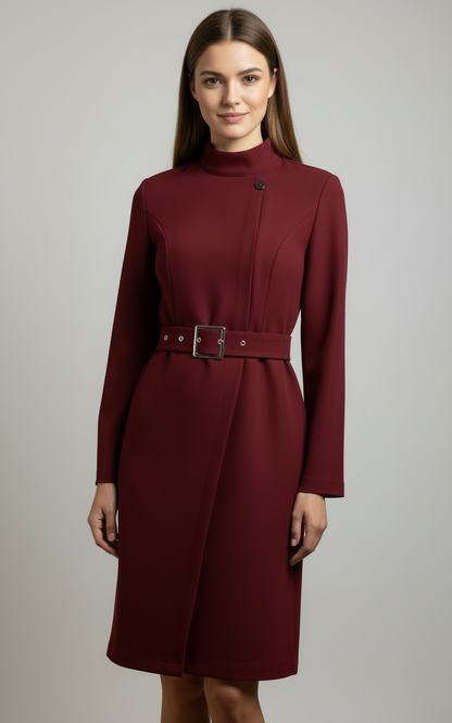 Damen Midikleid Winter Mantelkleid Warm Elegant