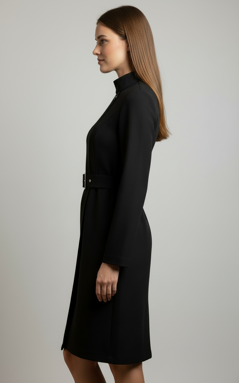 Damen Midikleid Winter Mantelkleid Warm Elegant