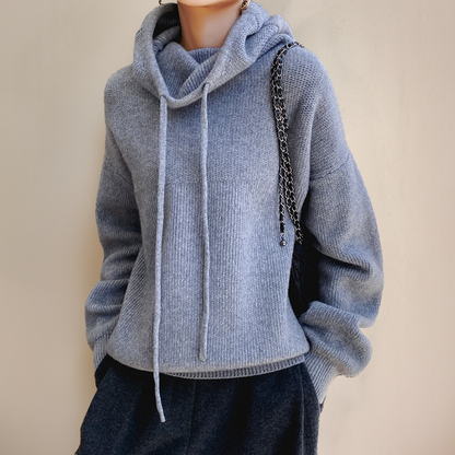 Weicher Damen Hoodie Strick Pullover Bequem