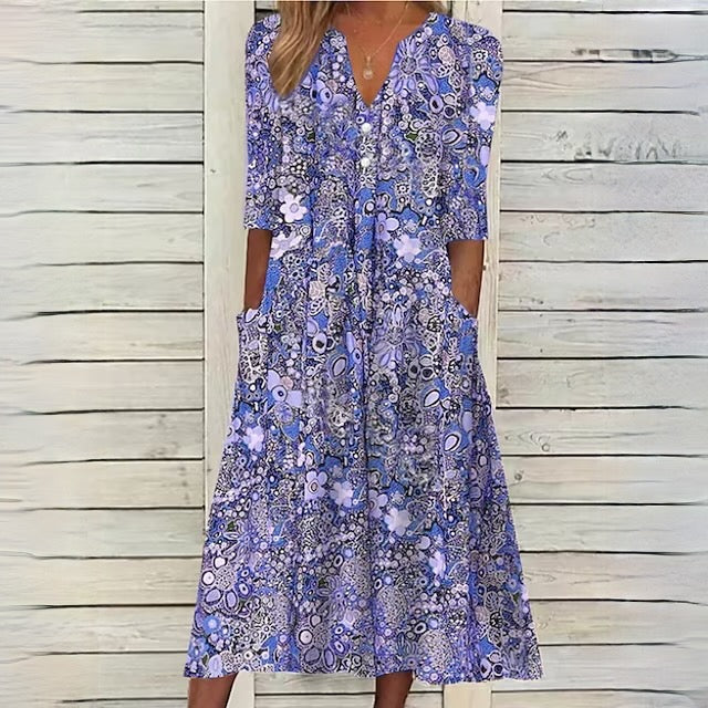 Blumenkleid Frühjahr Farbenfroh Sommerlich Frauenkleid