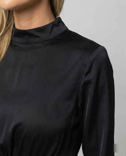 Damen Wickelkleid Langärmlig Elegant Raffung