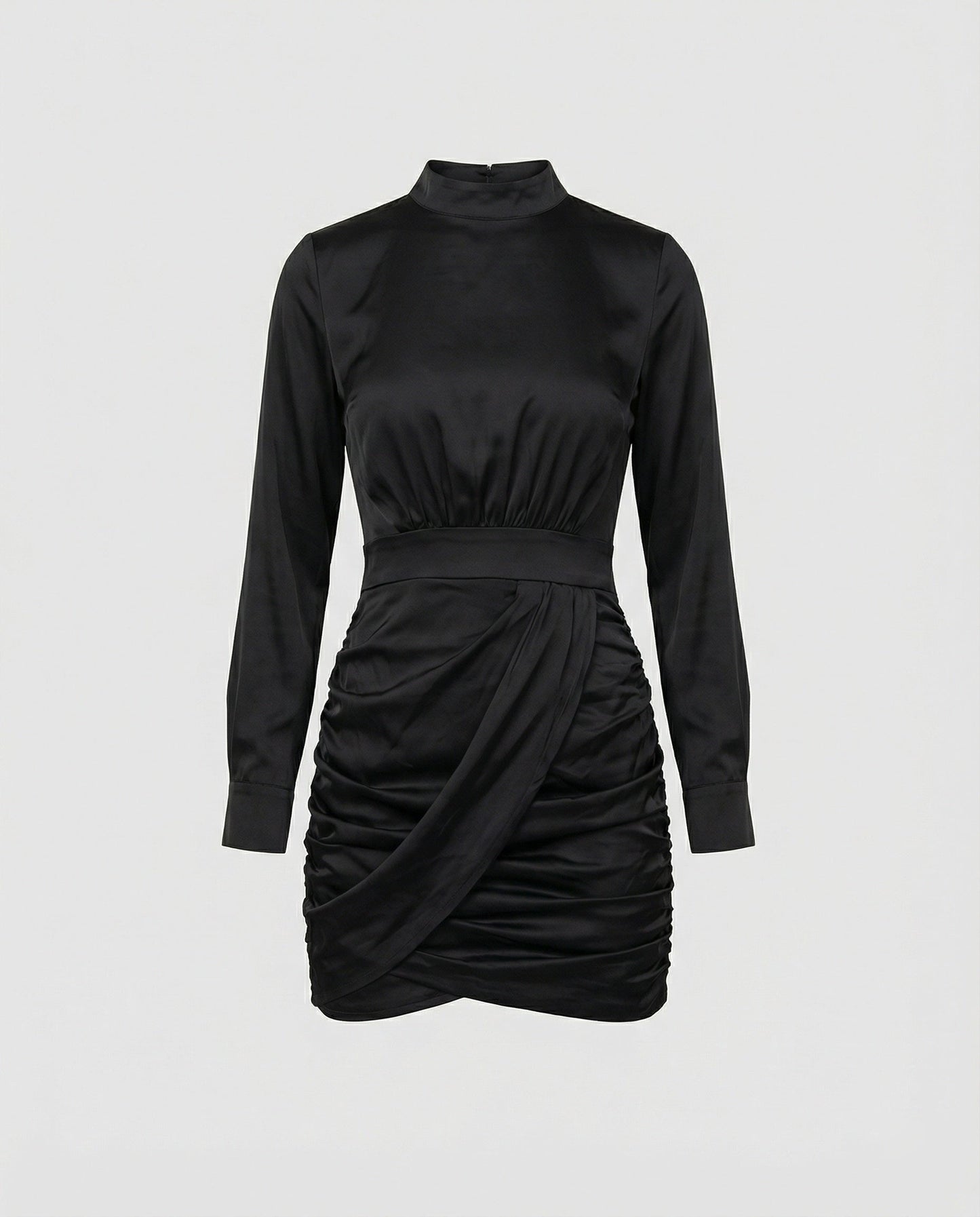 Damen Wickelkleid Langärmlig Elegant Raffung