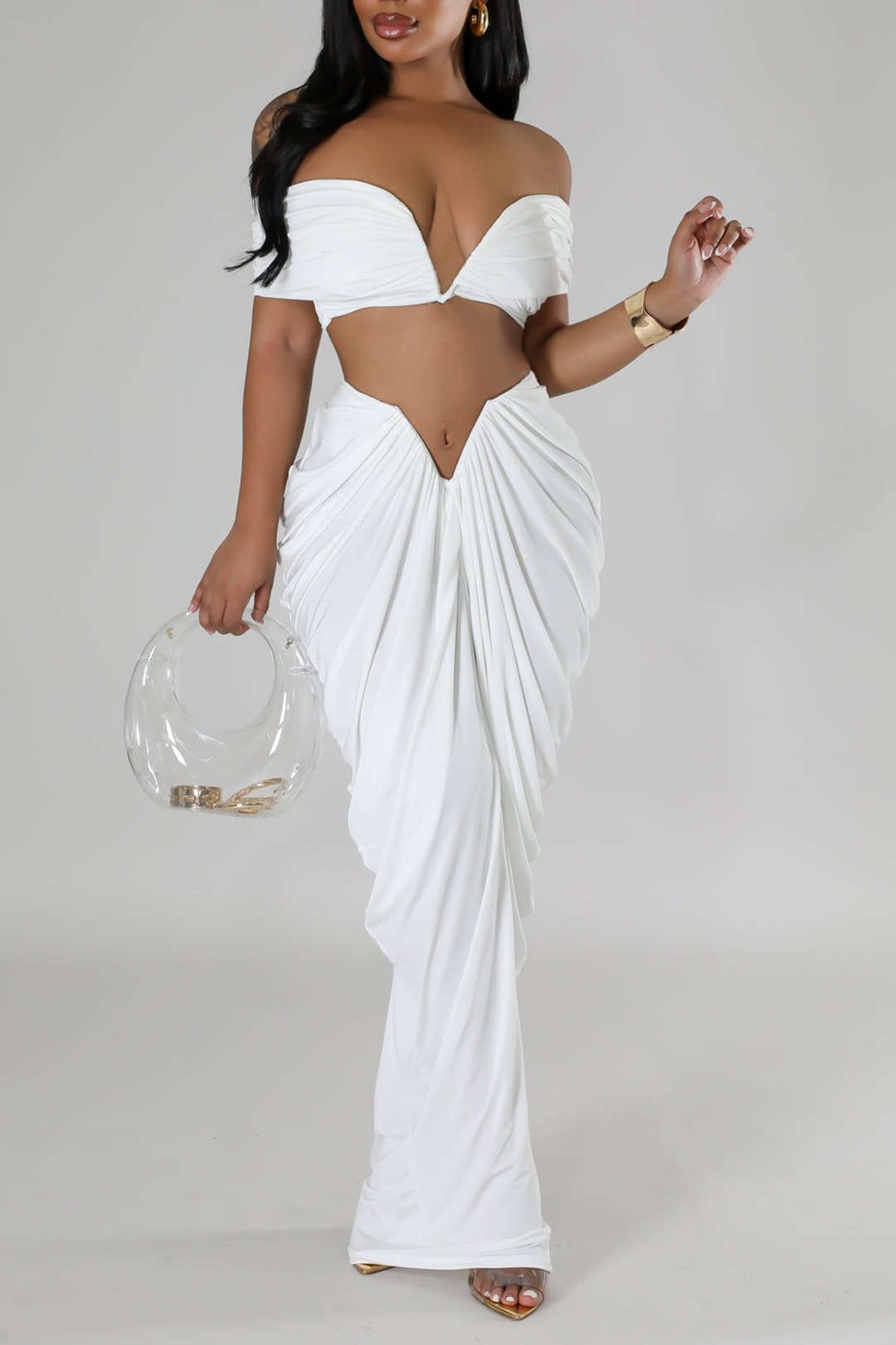 Elegantes Off-Shoulder-Set mit Drapierung Damen