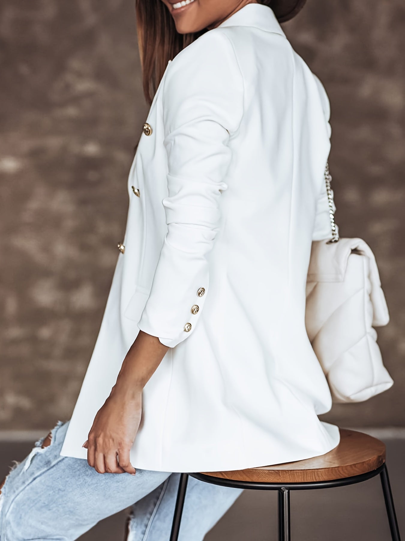 Damen Blazer Bürojacke Doppelknopf Modern