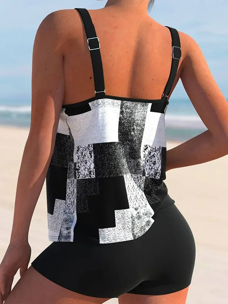 Tankini Bikini Doppelträger Geometrisch Damen