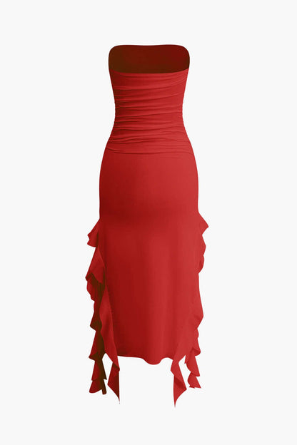 Elegantes Maxikleid mit Volant und Rüschen