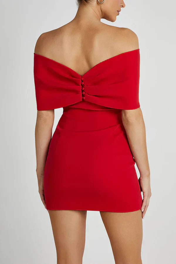 Kleid Ohne Schultern Minikleid Schleifen Detail