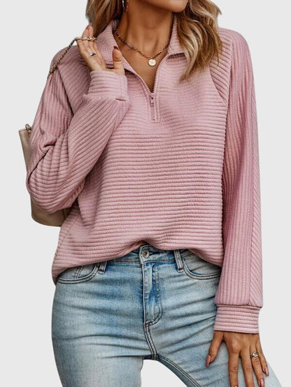 Damen Pullover Langarm Lässig mit Reißverschluss