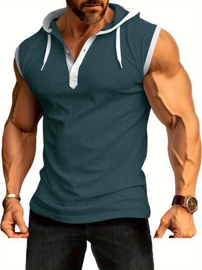 Herren Sportshirt Ärmellos Kapuzenpullover Sportlich