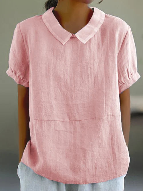 Damen Bluse Leinen Weich Bequem Sommer