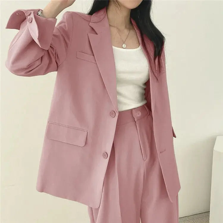 Athena | Einfarbiges Blazer- und gerade geschnittenes Hosen-Set für Damen Zendoo.de
