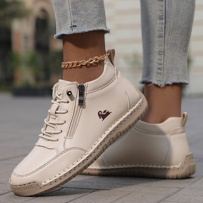 Damen Schnürschuhe Bequem mit Reißverschluss Komfort