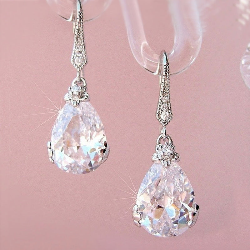 Hochzeitsohrringe Birnenform Hänge Ohrringe Elegant Glitzernd