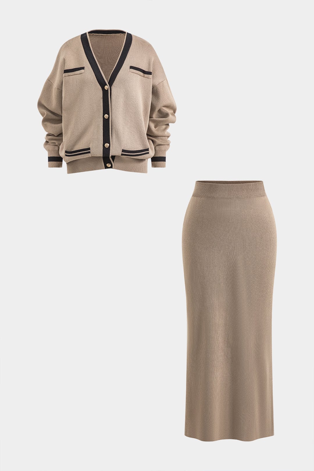 Strick-Set Damen Elegant Cardigan Rock - BerlinGlamour