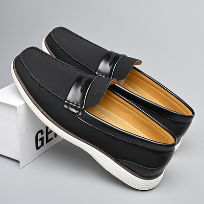Elegante Herren Loafers Leder Schwarz Modern