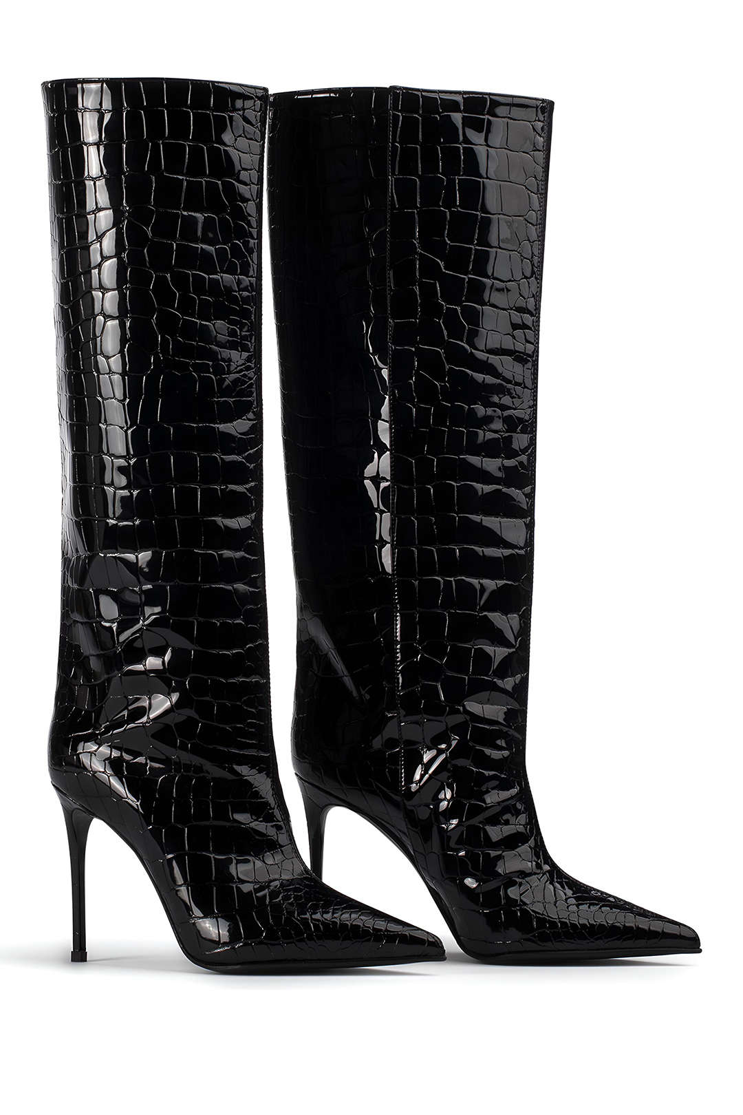 Stiletto Stiefel aus Croco Leder Hochhackig Damen - BerlinGlamour