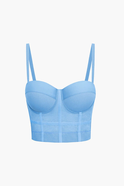 Bustier-Top Figurbetont Mit Bügel-Cups und Mesh-Struktur