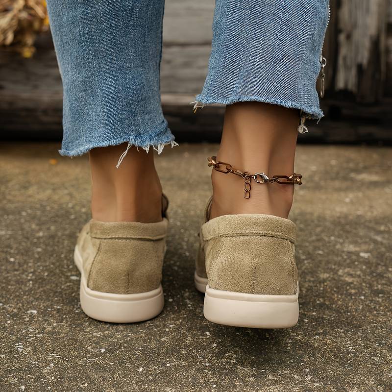 Dunkelblaue Beige Loafer Schuhe Veloursleder