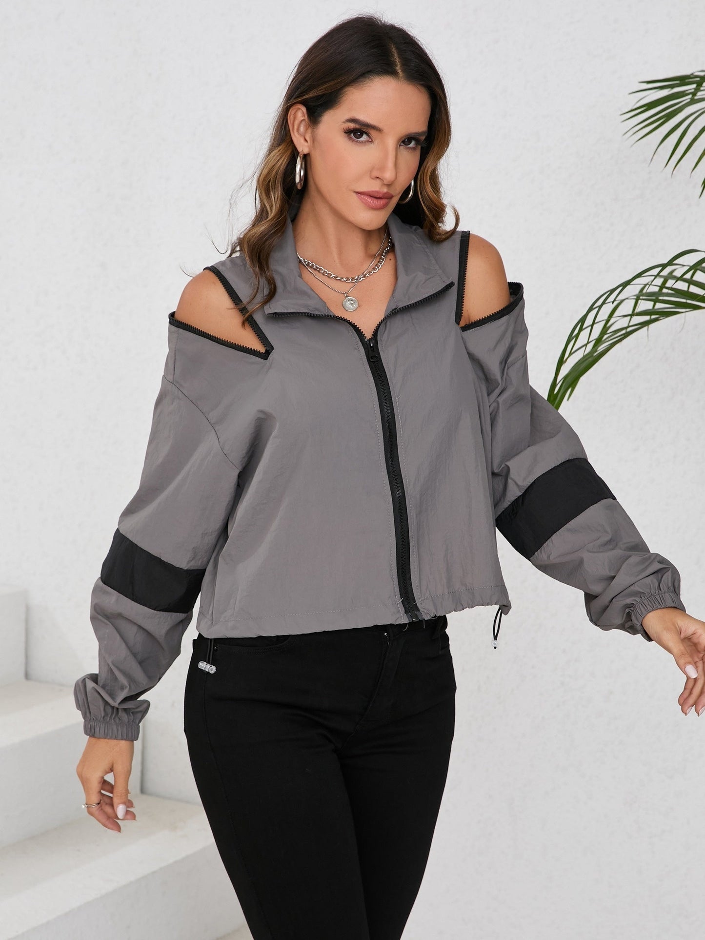 Sportliche Windbreaker Jacke Wasserabweisend Frauen