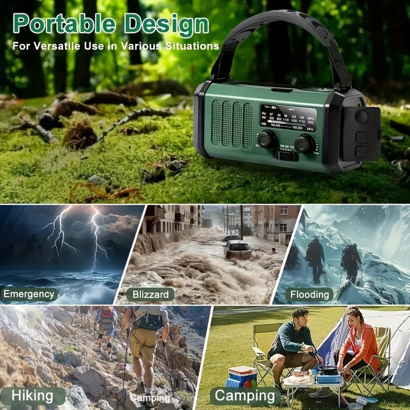 Notfallradio Powerbank Solarladbar mit LED-Licht und Kompass
