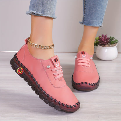 Bequeme Lederschuhe Runde Spitze Elegant Damen