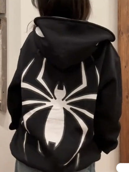 Spinnen Hoodie Reißverschluss Trendig Glitzernd