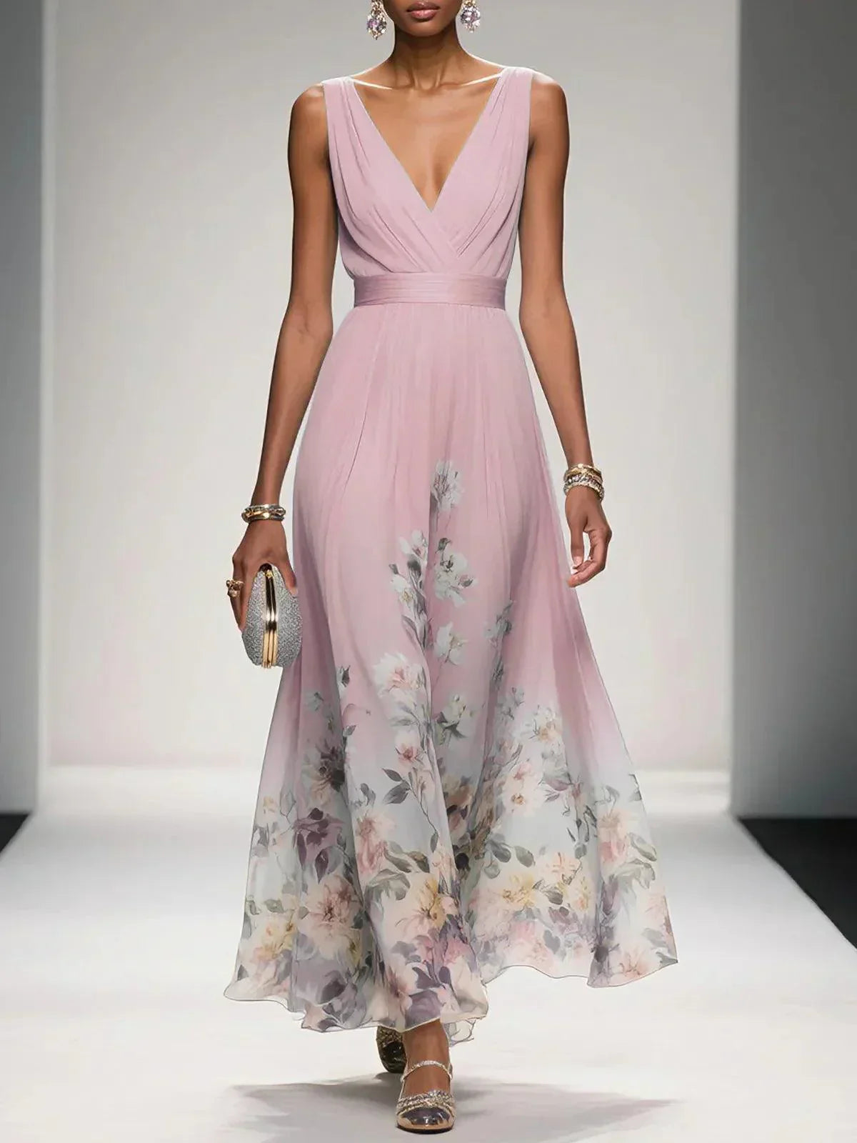 Damen Maxikleid Sommer Florales Leicht