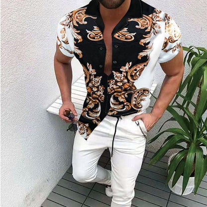 Herren Hemd Modern Designer Print Slim Fit