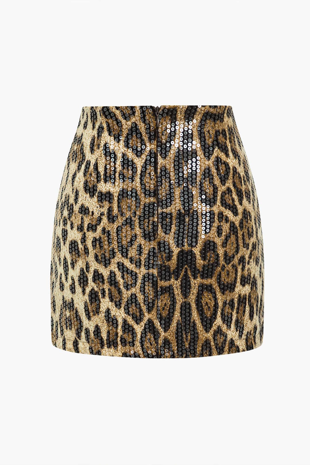 Glamouröser Minirock Pailletten Leopard-Print Damenrock