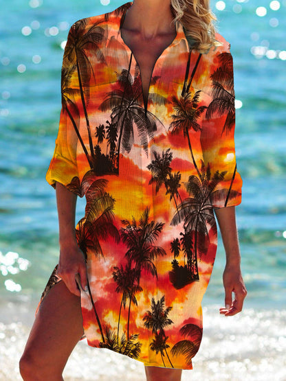 Strandkleid, Strickjacke, Badeanzug, Damenmode, BerlinGlamour Print-Hemd für den Urlaub
