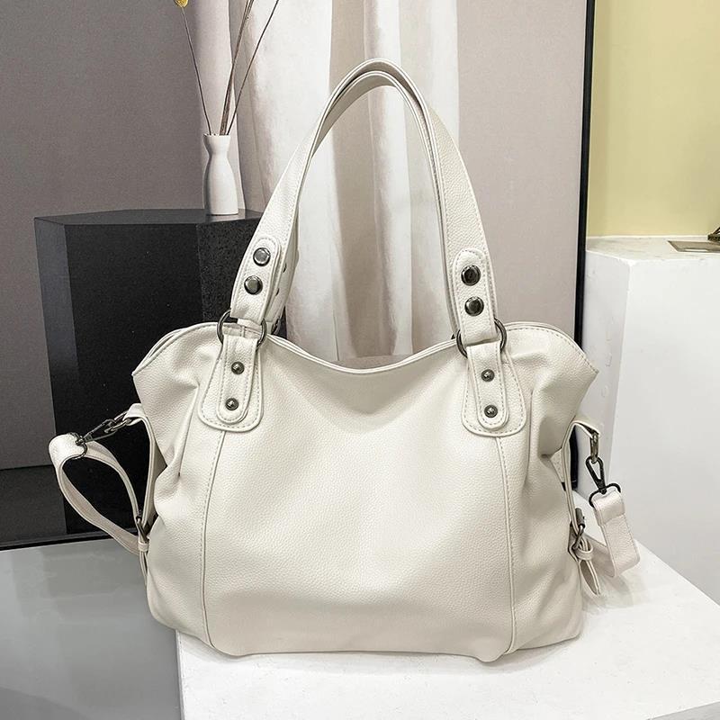Lederne Damen Schultertasche Luxus Echtleder Schwarz