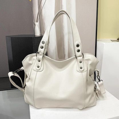 Lederne Damen Schultertasche Luxus Echtleder Schwarz
