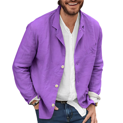 Herren Leinenjacke Slim Fit Beige Modern