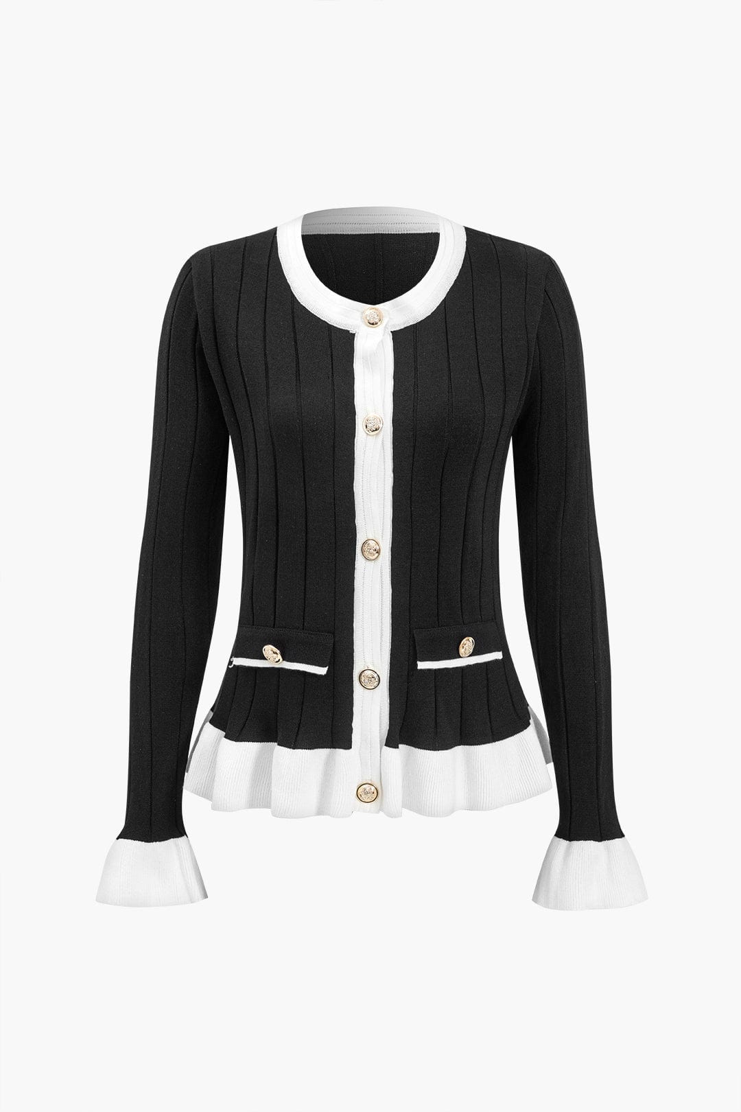 Damen Zweiteiler Set mit Strickjacke und Weite Hose