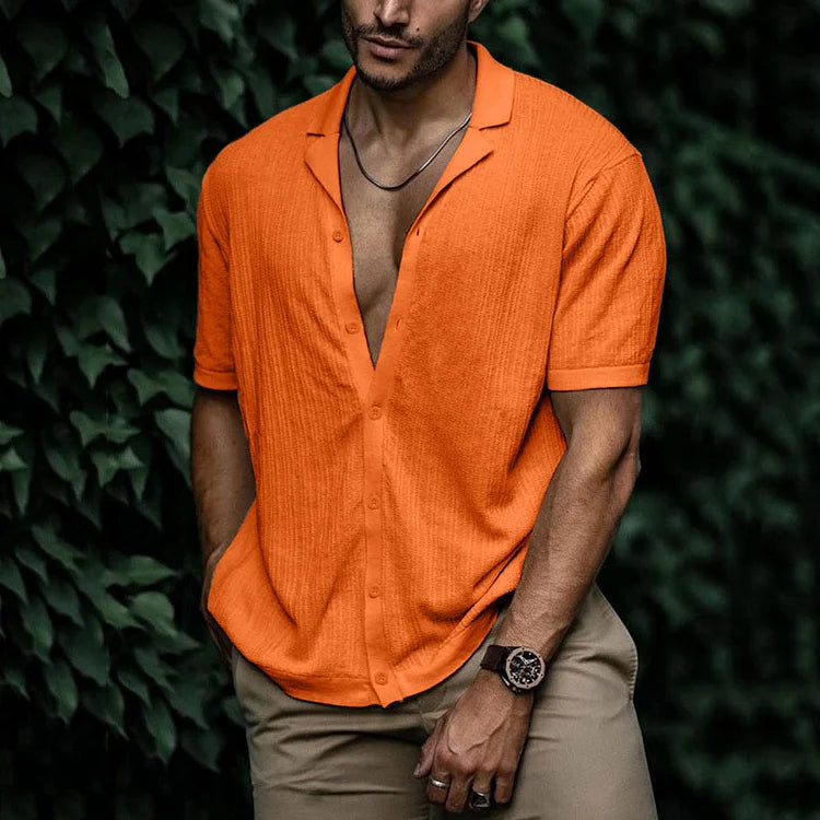 Herren Kurzarm Hemd Lässig mit Knöpfen Modern