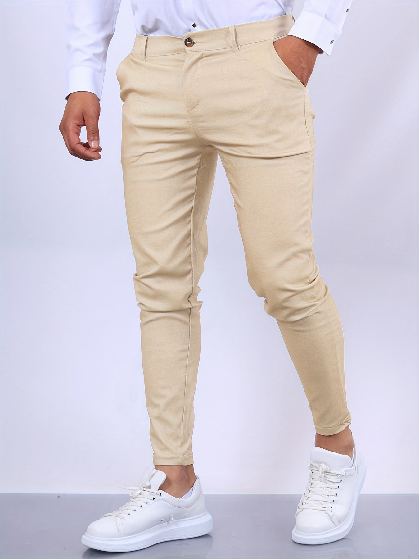Herren Slim Fit Hose Modern Schick Schwarz