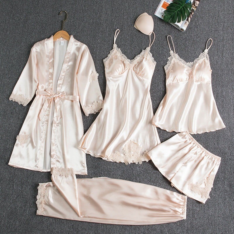Elegantes Satin Nachthemd Set Damen