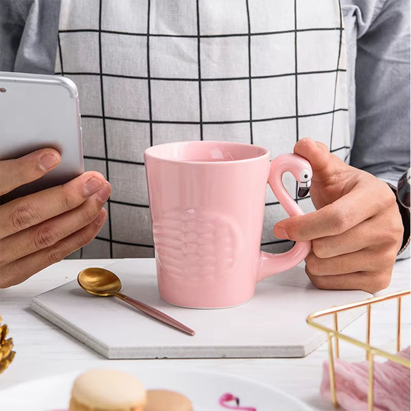 Keramik Teeset Rosa Flamingo Dekoratif Modern
