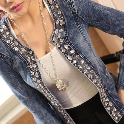 Kurzjacke Blau Pailletten Glitzer Reißverschluss