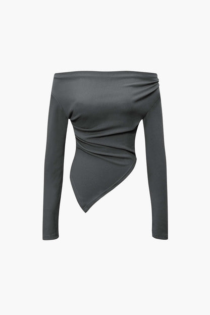 Elegantes Damen Zweiteiler Set Asymmetrisch mit Weiten Hosen