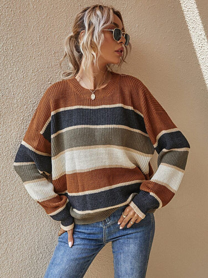 Weicher Oversize Pullover Gestreift Groß