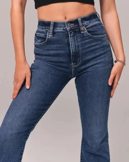 Retro Schlagjeans High Waist Frauen
