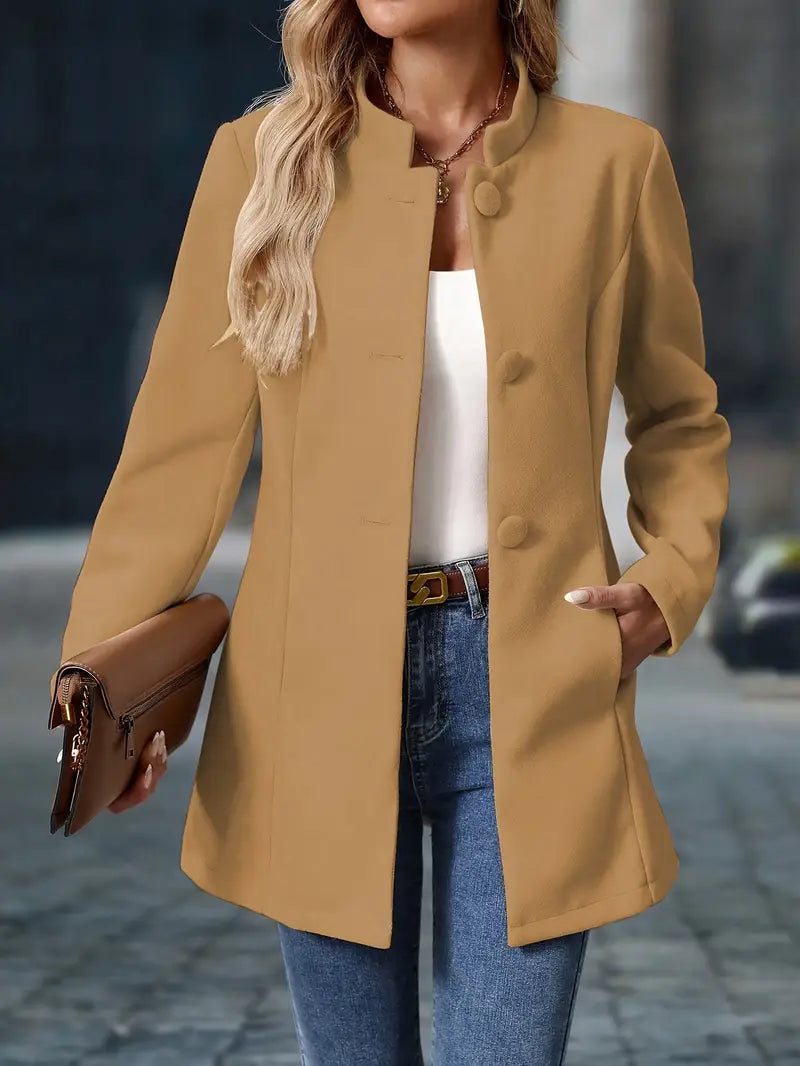 Damen Wintermantel Knöpfe Lang Modern