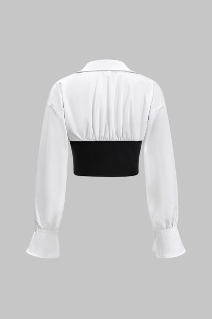 Elegantes Frauen Zweiteiler Set mit Corsage Bluse und Bleistiftrock