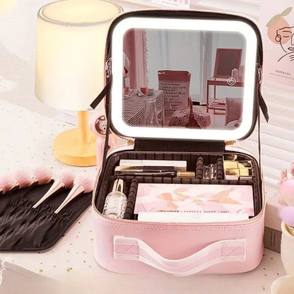LED Reise Makeuptasche Spiegelbeleuchtet Organizer