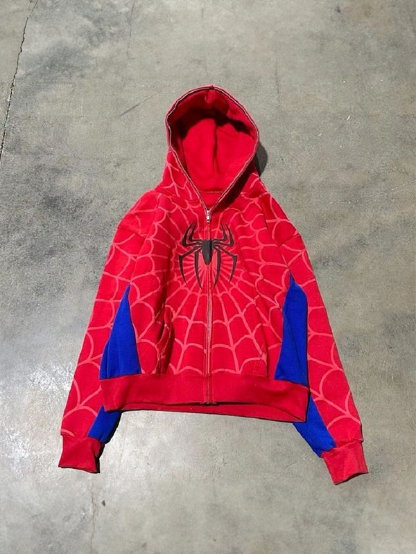 Gothic Hoodie Oversized Dunkel Spider Print Schwarz - BerlinGlamour