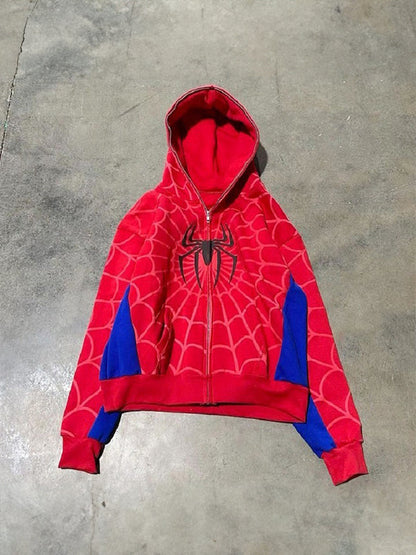 Gothic Hoodie Oversized Dunkel Spider Print Schwarz - BerlinGlamour