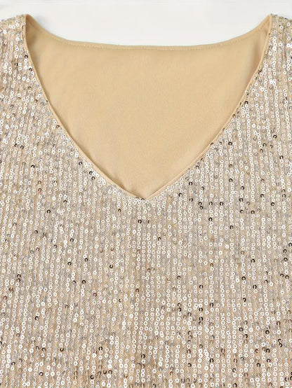Elegantes Pailletten Top Ärmellos Damen Oberteil Glitzer